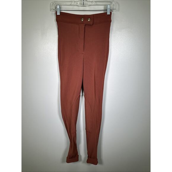 AMERICAN APPAREL RIDING PANT S Ribbed Equestrian Henna Rust Brown High Rise - Picture 1 of 10